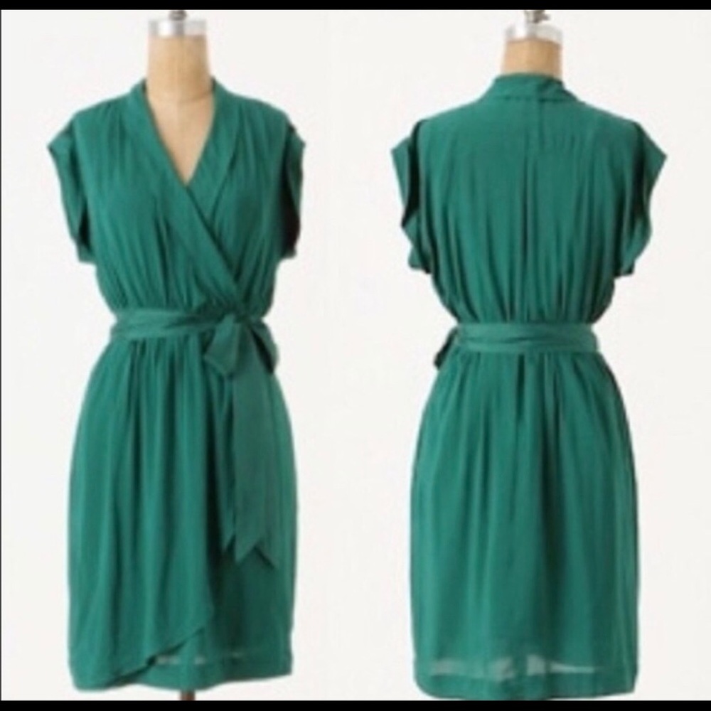 Anthropologie Maeve Noronha green wrap dress